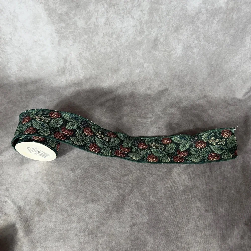 Vtg MSI Tapestry Ribbon Berries Bountiful #40 Floral Wired 2.5